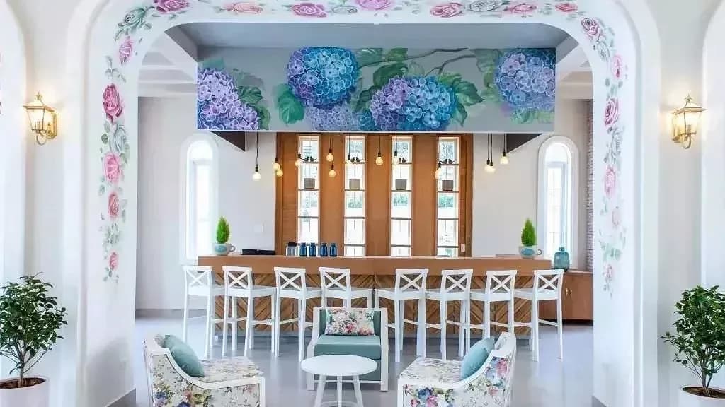 Quầy bar cẩm tú cầu