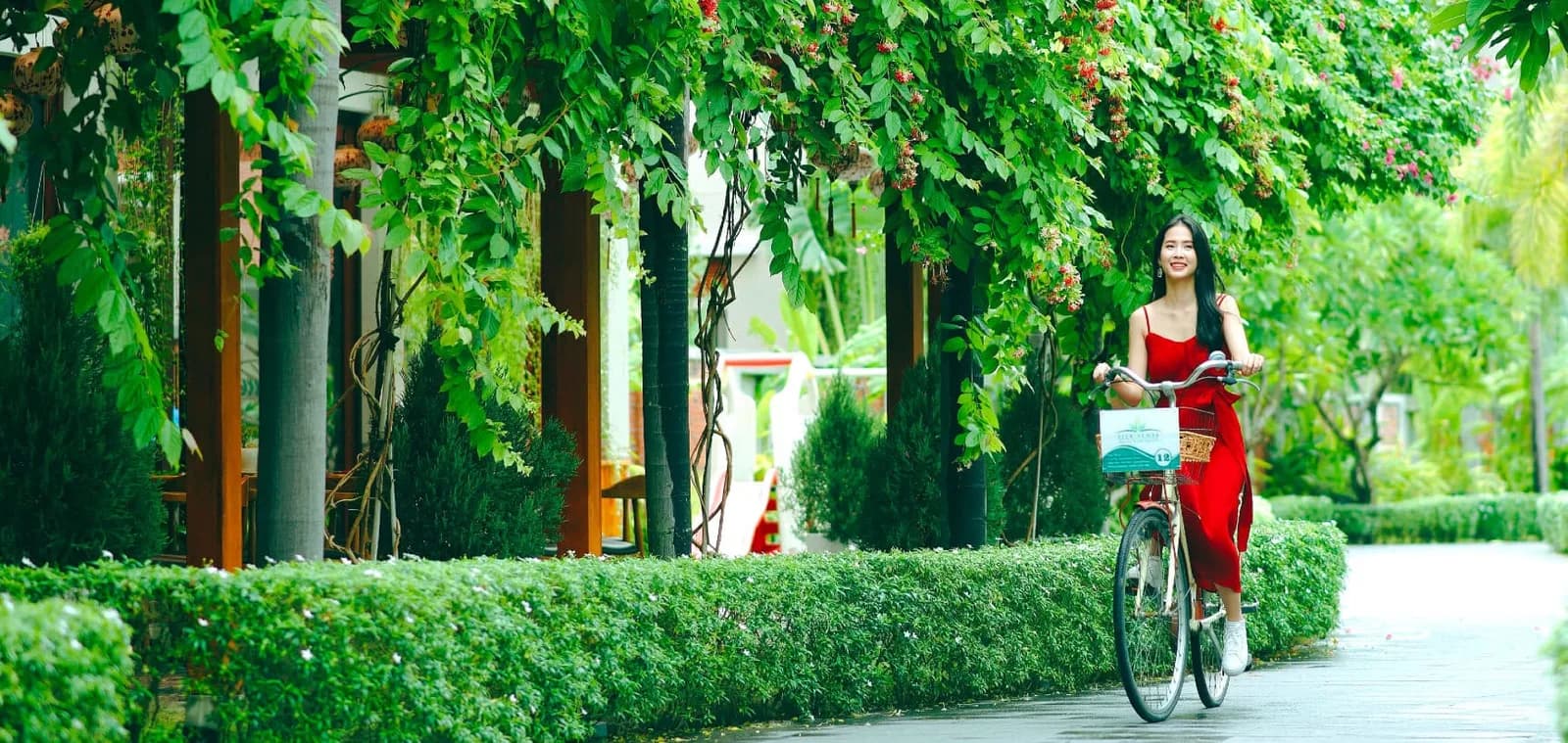 Đạp xe giữa vườn nhiệt đới