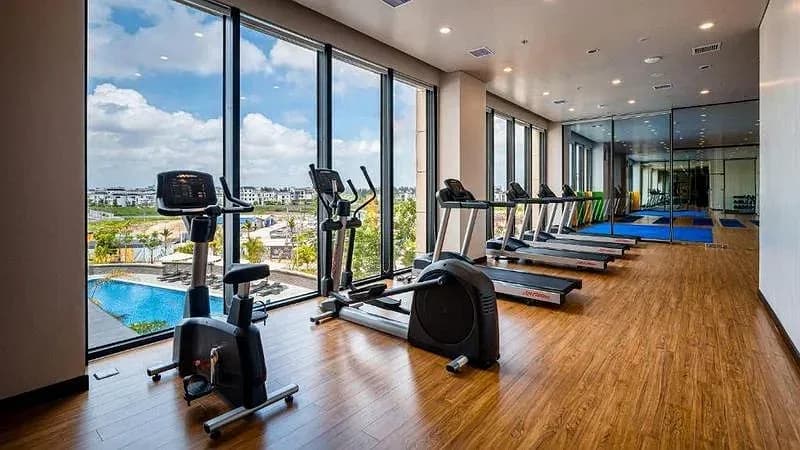 Phòng gym view sông