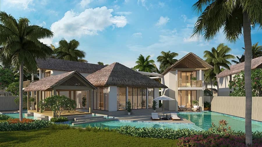 Villa mái tranh có bể bơi riêng
